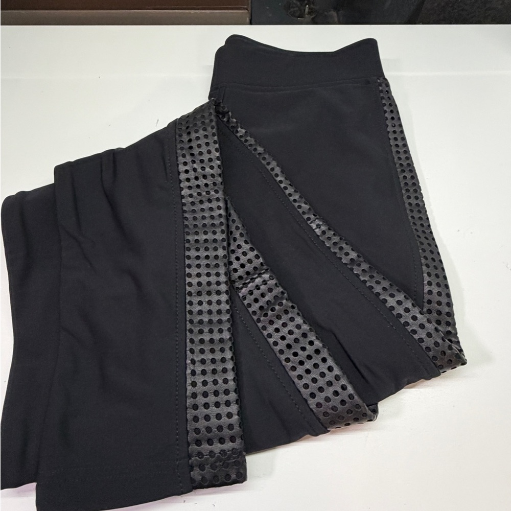 Anatomie M Black fleece lined Leggings with Mesh leather side stripe